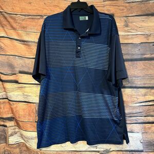 Ben Hogan Performance Men's Polo Shirt Blue Striped Short Sleeve Golf Top XXL